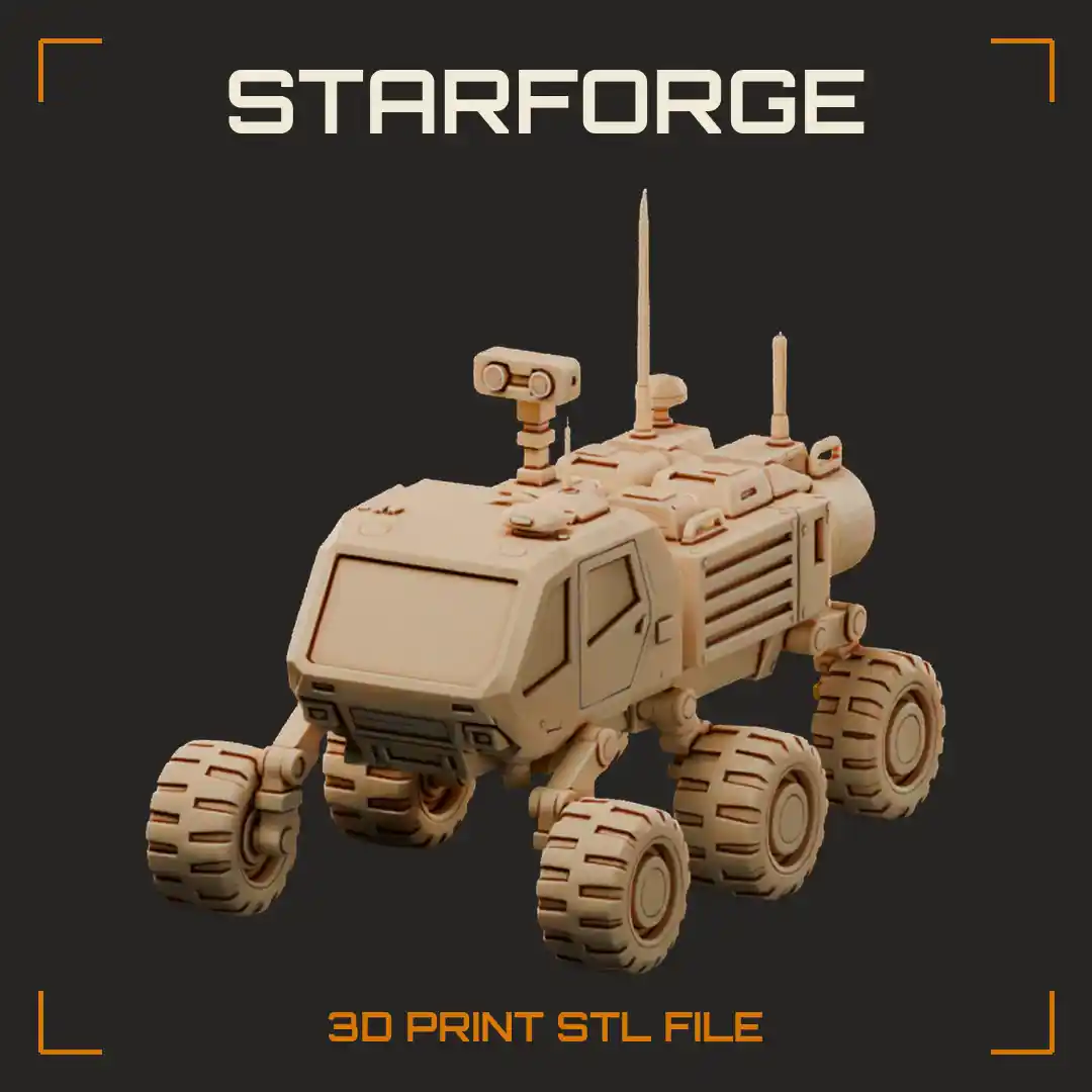 Sci-Fi Mars Rover With Pressurized Cabin Rocker Wheels And Robotic Arm