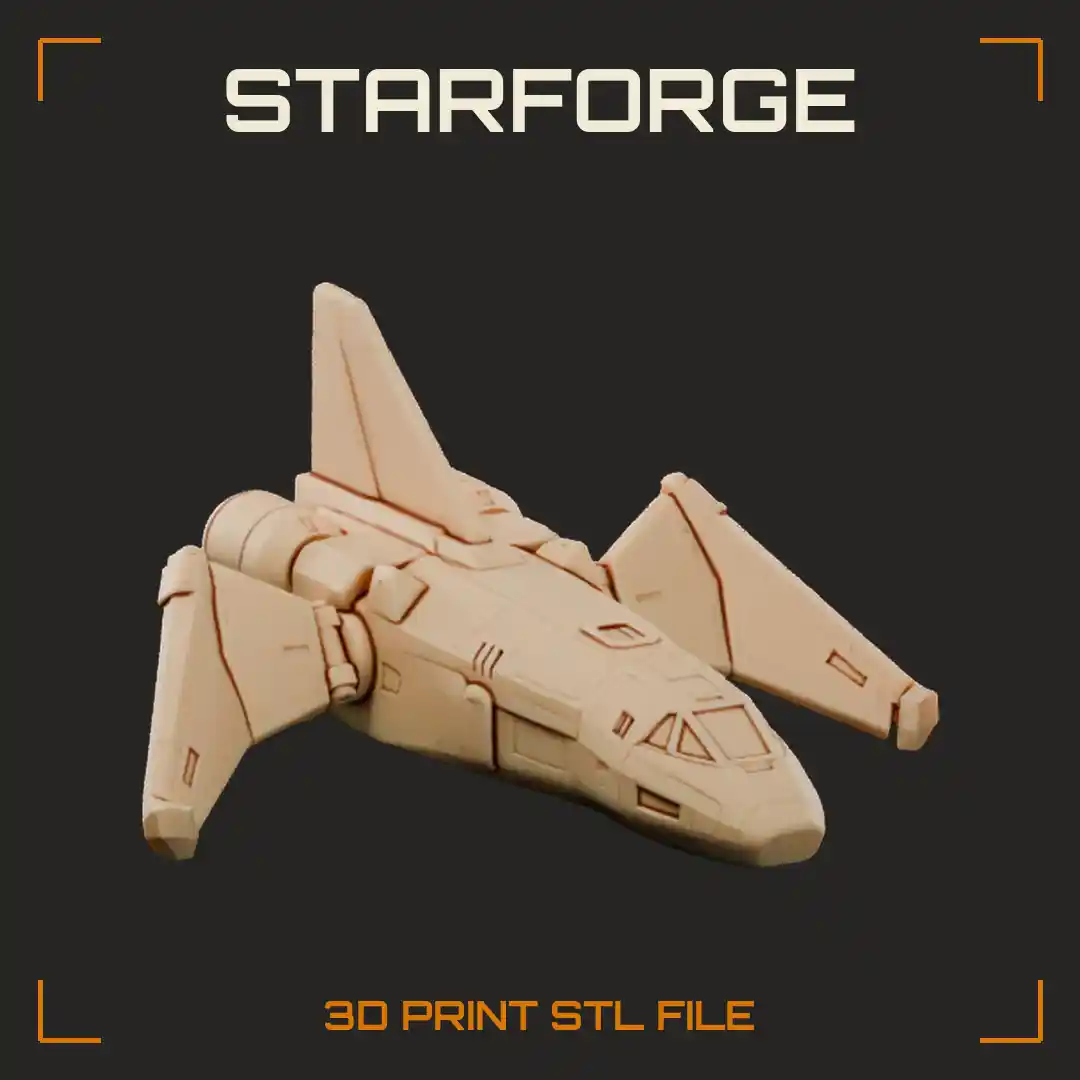 Sci-Fi Space Shuttle With Folding Wings Cargo Bay Doors And Tail Fin