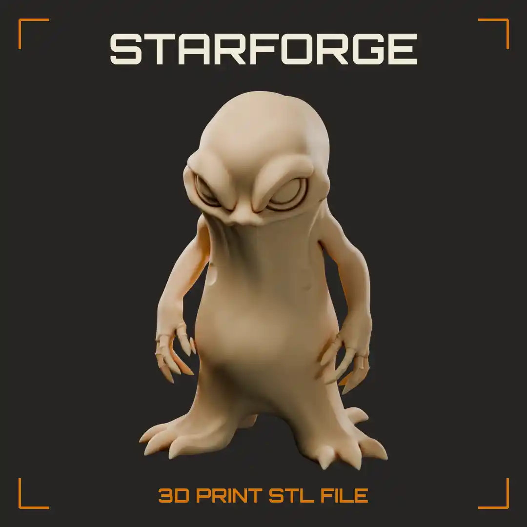 Scowling Ooze Blob Monster with Bulging Eyes Clawed Hands and Tendril Feet