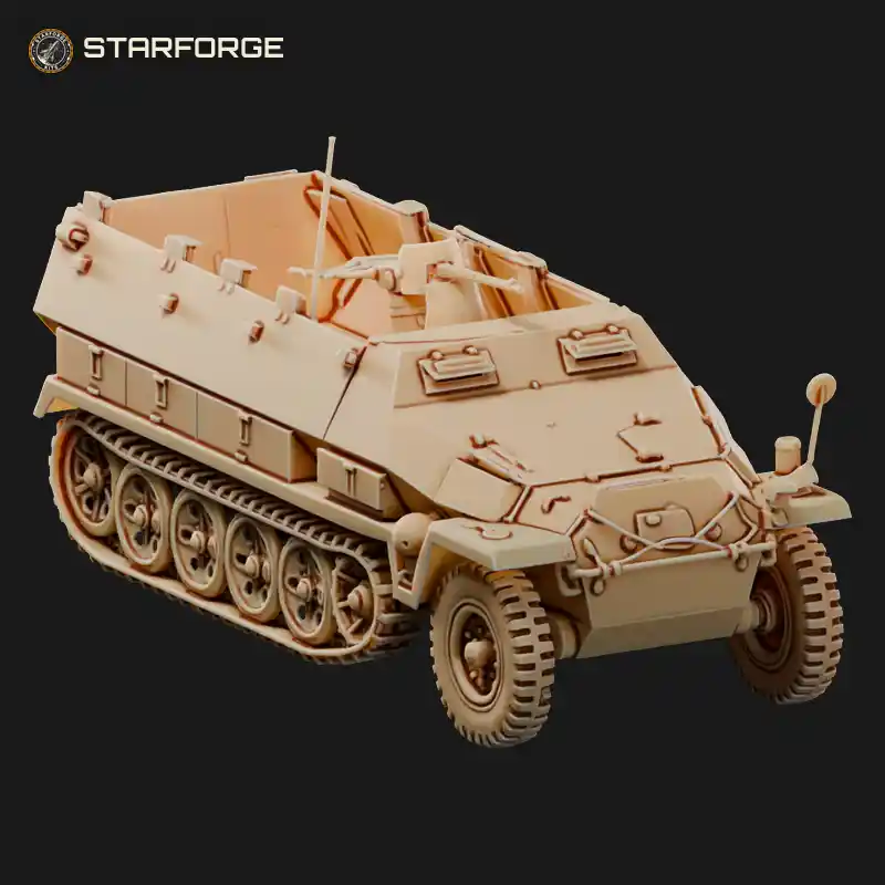 Sdkfz 251 Ausf C German Armoured Half Track with Angled Hull Plates Open Troop Compartment