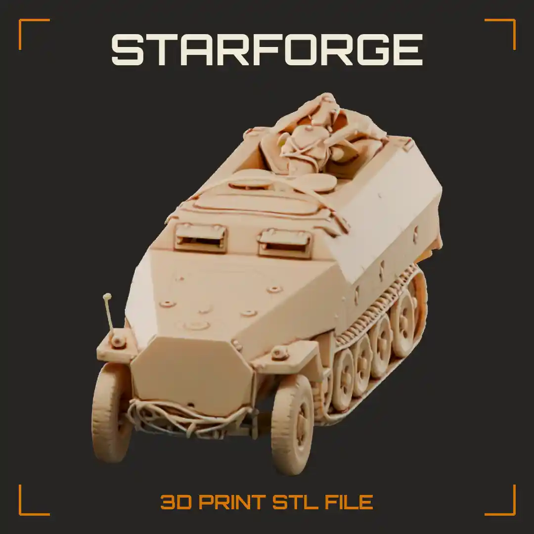 SdKfz 251 German WW2 Armored Halftrack with Angled Hull Plates Front Wheels and Interleaved Tracks