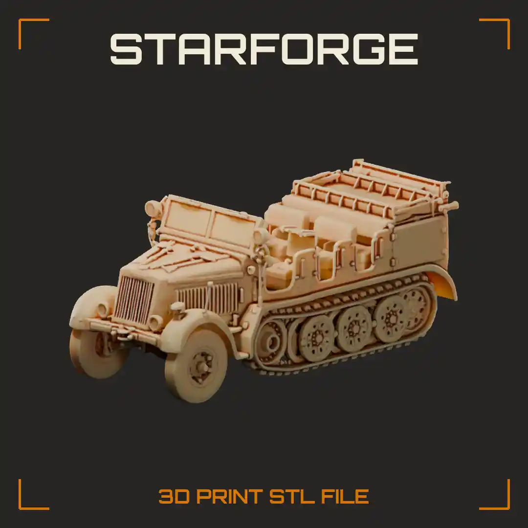 Sdkfz 7 Heavy Gun Tractor Halftrack with Open Crew Benches Windscreen and Interleaved Road Wheels