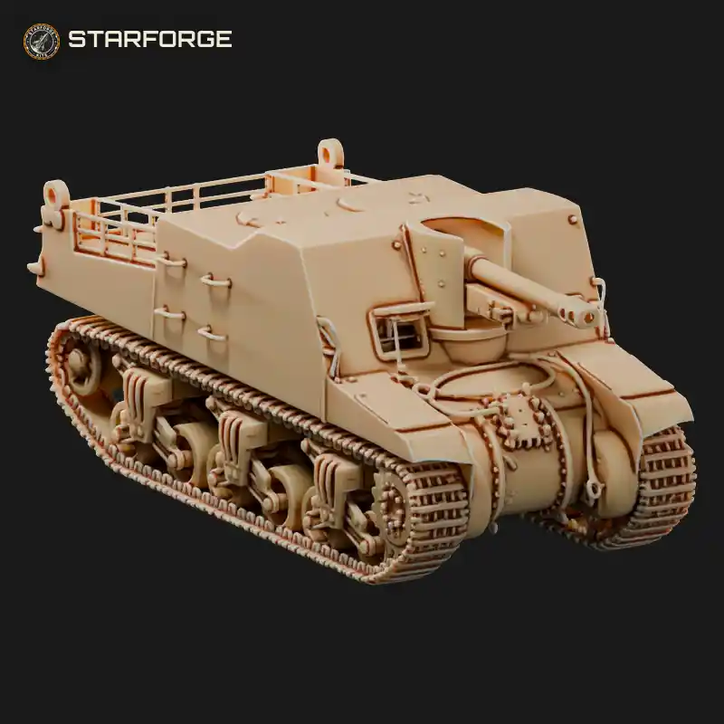 Sexton Self Propelled Gun with 25 Pounder Howitzer Open Top Fighting Compartment and Bogie Tracks