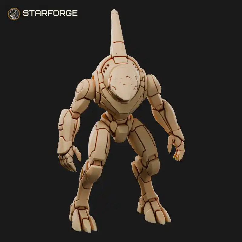 Shark Fin Robot Mech With Torpedo Arms and Gill Vents