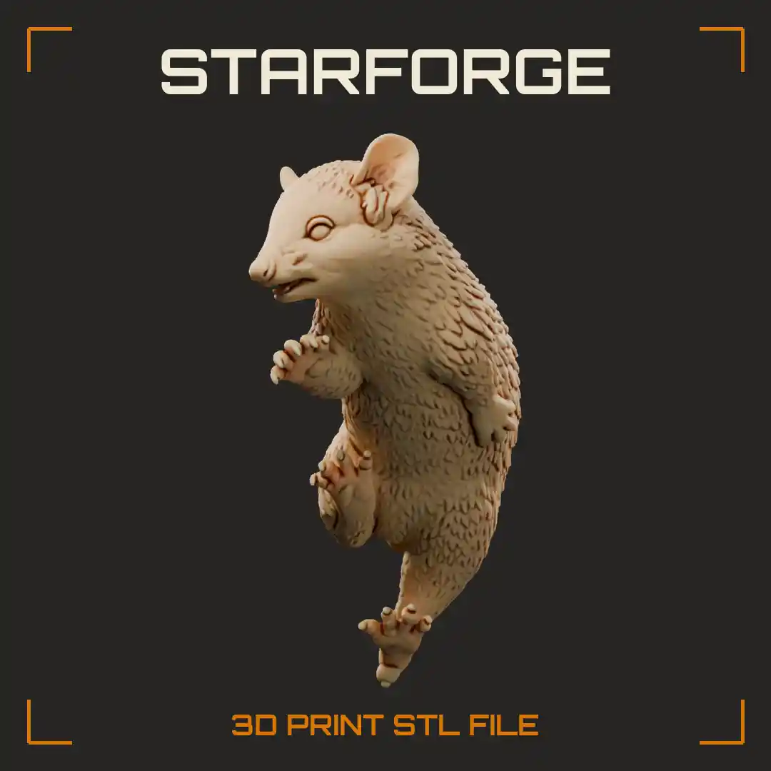 Short Tailed Opossum Climbing With Pointed Snout Rounded Ears And Grasping Feet - 3D Printable STL File