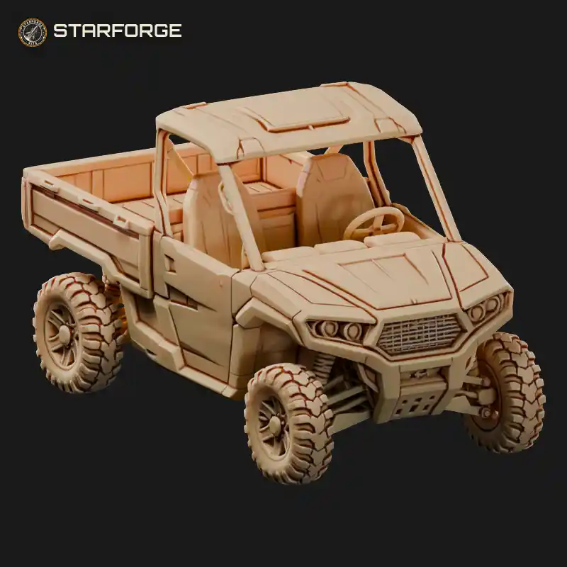 Side By Side UTV With Tilting Cargo Bed Roll Cage And Knobby Tires