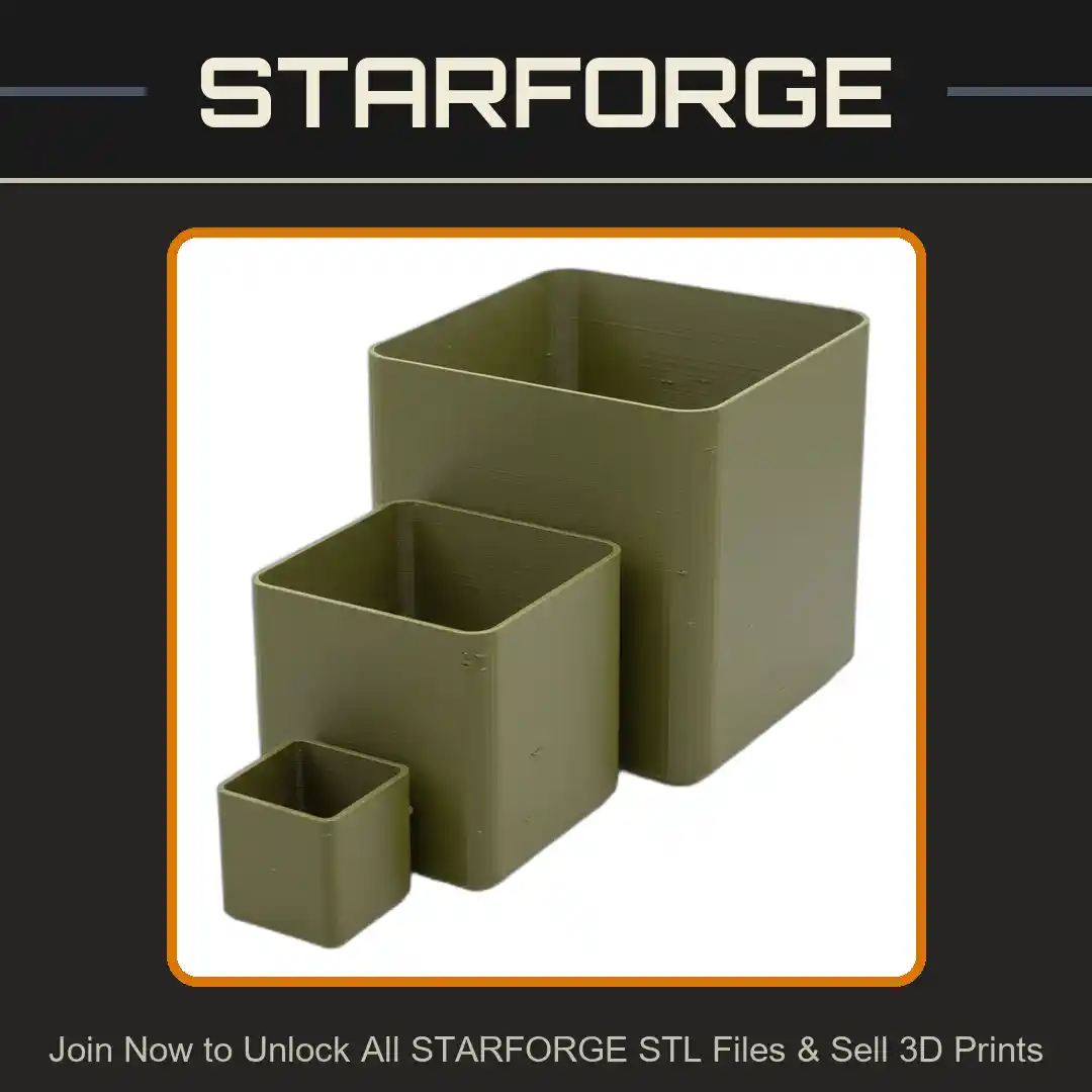 Simple Square Technical Nursery Pots for 1020 Seed Starting Trays - 3D Printable STL File