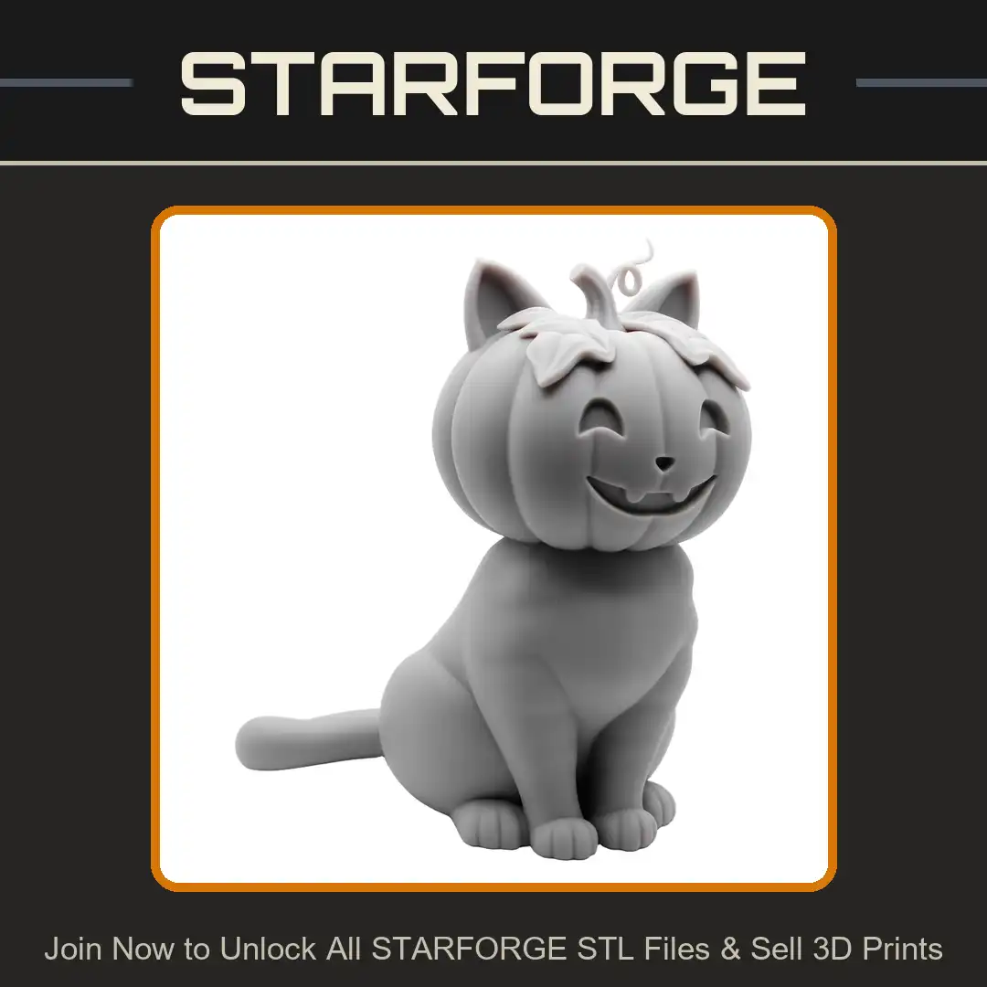 Sitting Halloween Cat Kitty Pumpkin Head Jack O Lantern Smiling Chibi Kitten Autumn Leaf - View 1 of 2