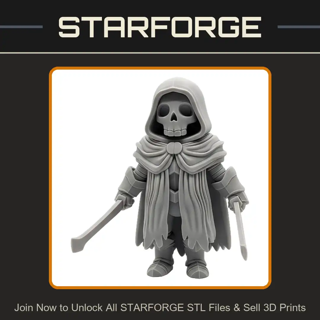 Skeleton Hooded Undead Armored Chibi Skull Cloak Cape Dual Cleaver Swords Reaper Knight - View 1 of 2