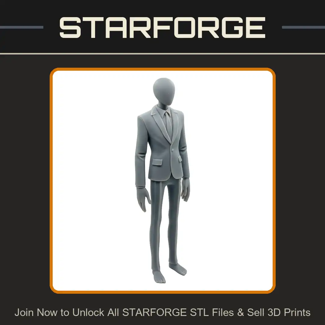 Slender Faceless Tall Man Formal Suit Jacket Tie Barefoot Lanky Thin Skinny Humanoid - 3D Printable STL File
