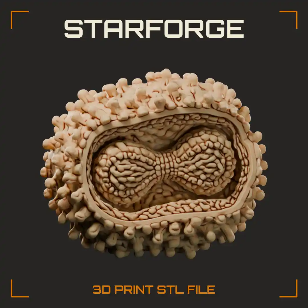 Smallpox Variola Virus Brick Shaped Cutaway with Dumbbell Core Lateral Bodies and Ridged Outer Membrane