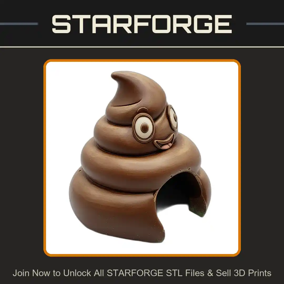 Smiling Cartoon Poop Emoji Spiral Shape Arch Entrance Reptile Fish Tank - 3D Printable STL File