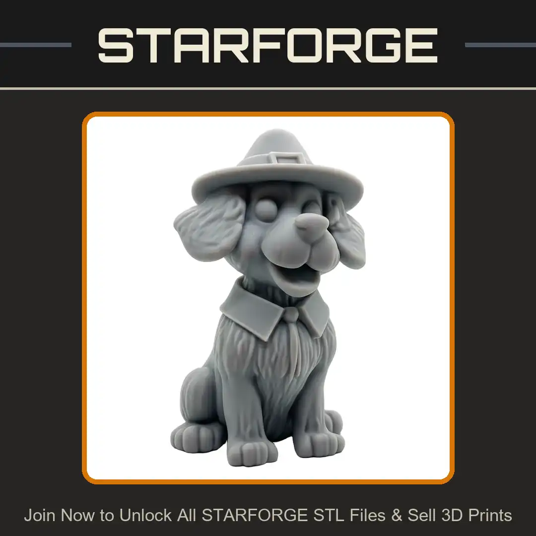 Smiling Cartoon Retriever Dog Puppy Sitting Pilgrim Buckle Hat Puritan Collar Tie - View 1 of 2