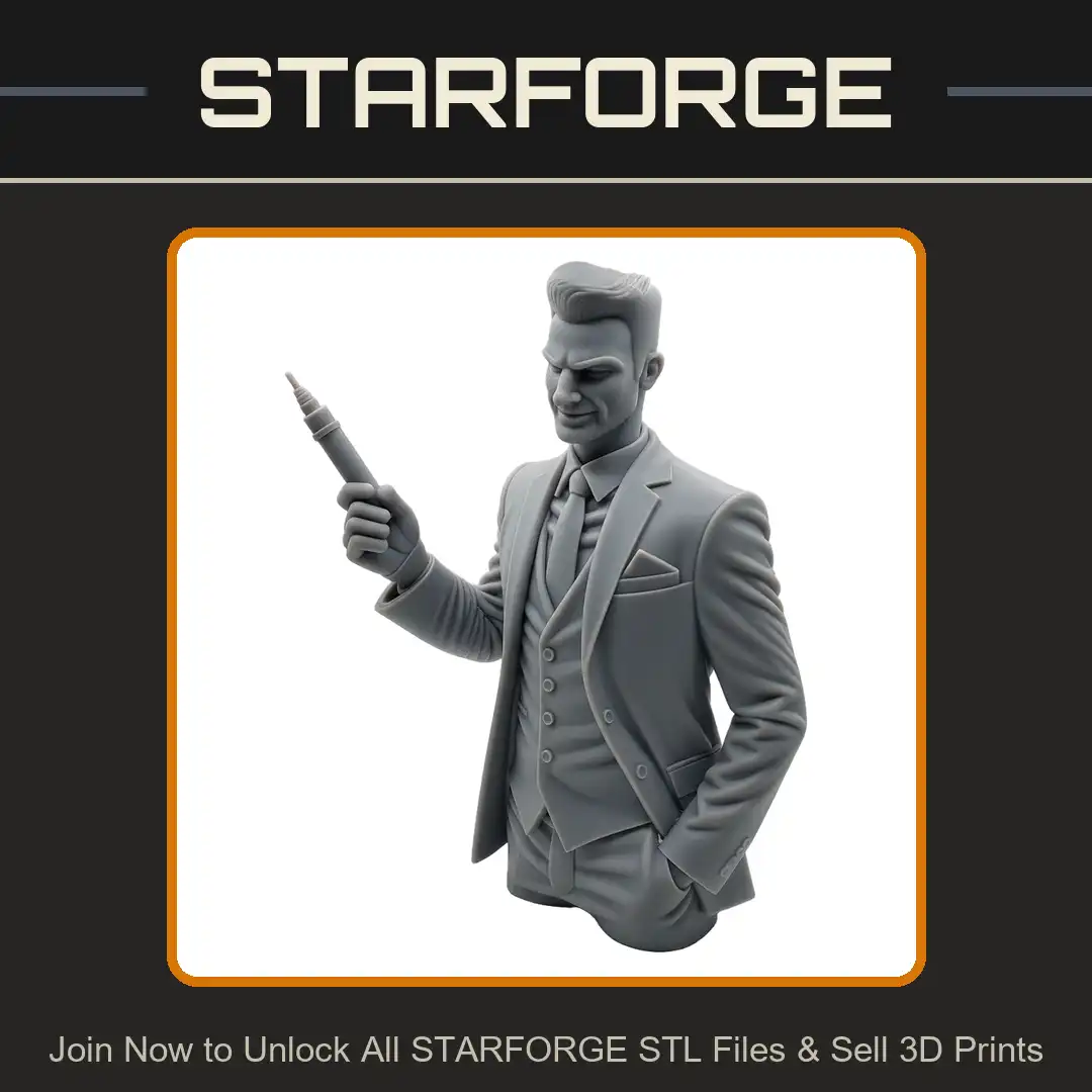 Smirking Male Suit Blazer Waistcoat Vest Tie Pompadour Quiff Pocket Square Gadget - 3D Printable STL File