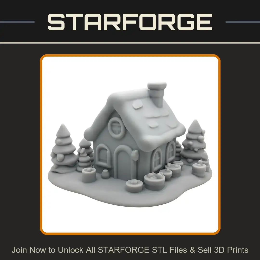 Snow Covered Gingerbread House Winter Christmas Village Cottage Pine Trees Fairy Cabin - View 1 of 2