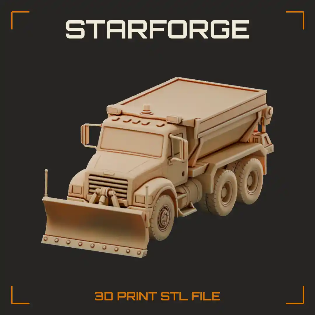 Snowplow Truck with Angled Front Blade Snowy Cab and Chunky Tires