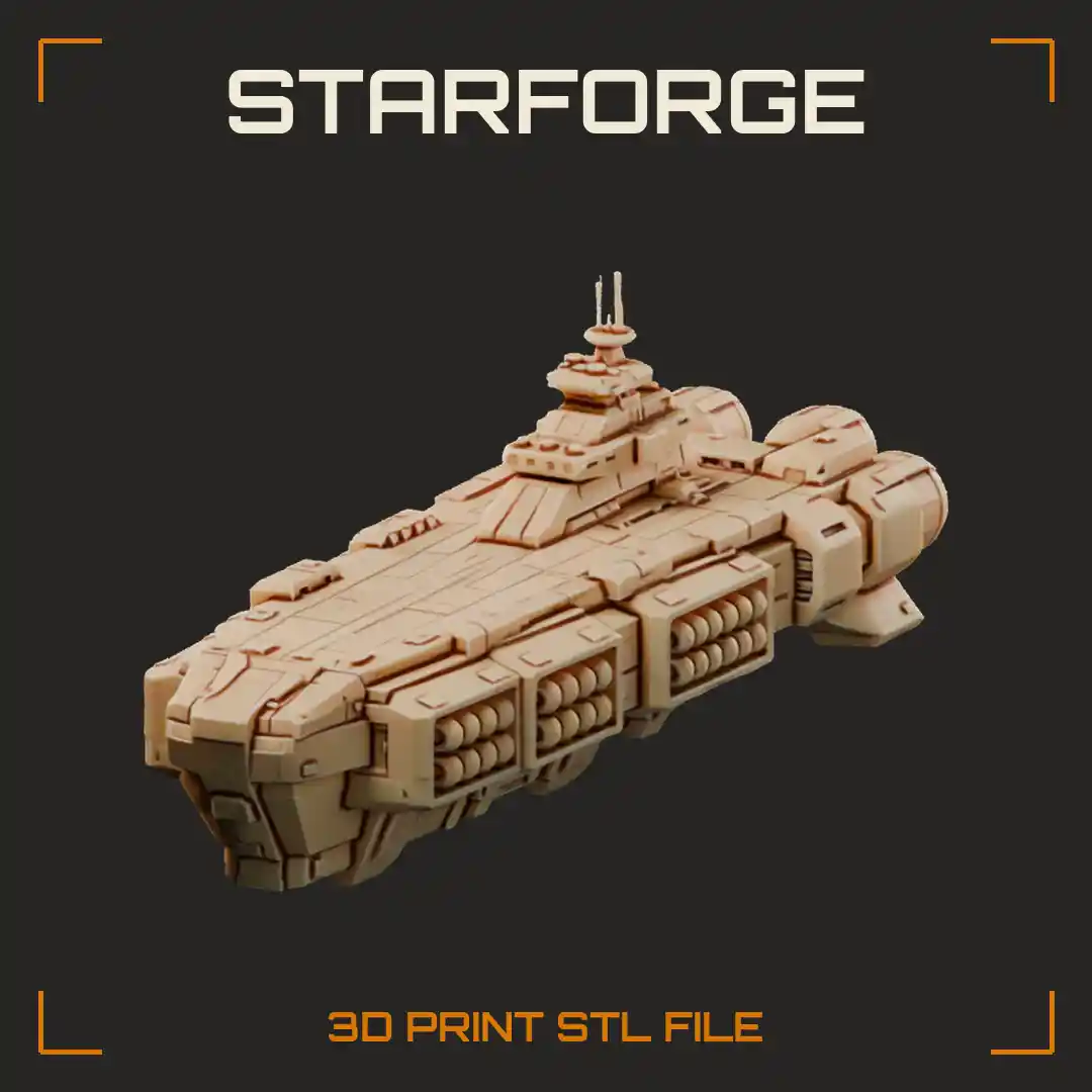 Space Carrier With Fighter Launch Tubes Armored Hull Hangar Doors And Command Bridge