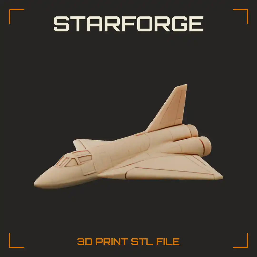 Space Plane With Delta Wing Heat Tiles Tail Fin And Rocket Engines