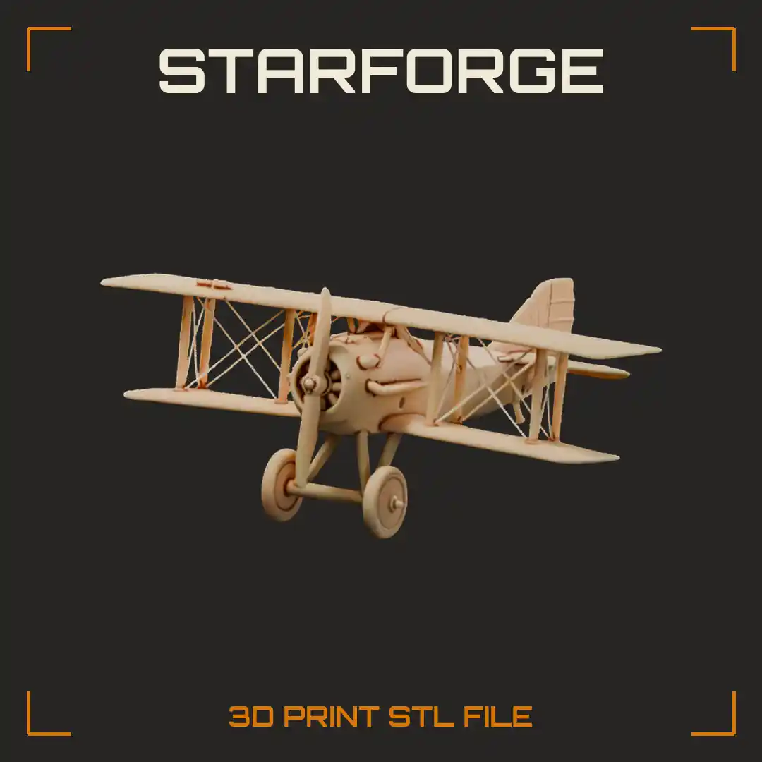 SPAD XIII WWI Biplane Fighter with Twin Bay Wing Struts Radiator Cowl and Fixed Wheels