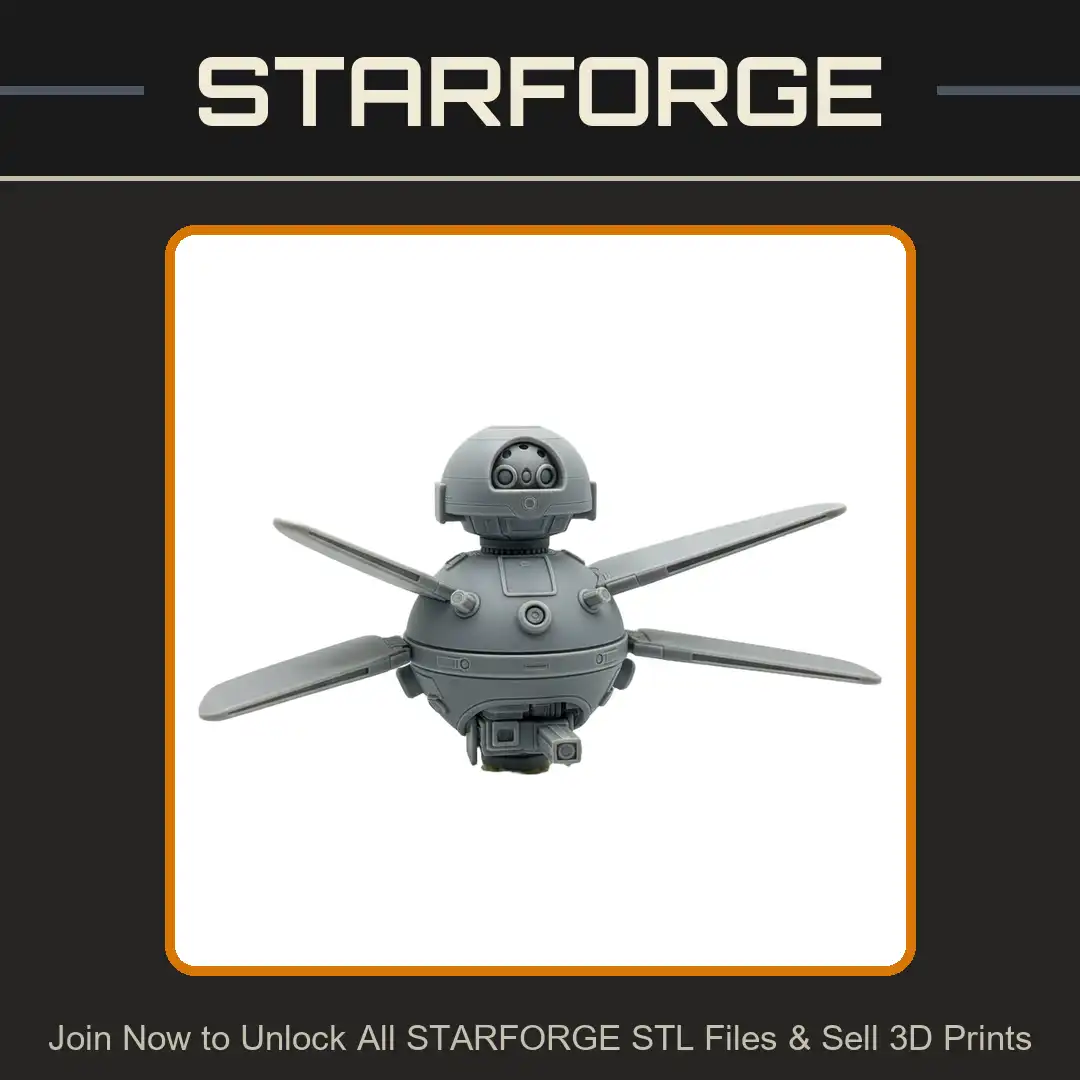 Spherical Recon Probe Quad Wing Sensor Array Multi Lens Eye Cluster Scout Drone - 3D Printable STL File