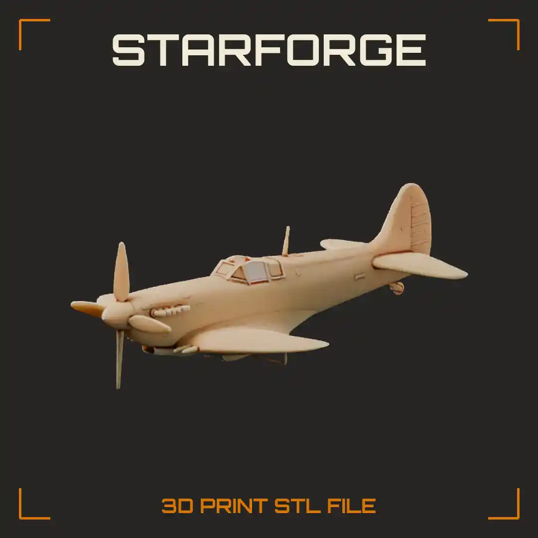 Spitfire Mk IX WW2 Fighter Plane with Four-Blade Propeller Elliptical Wings and Bubble Canopy