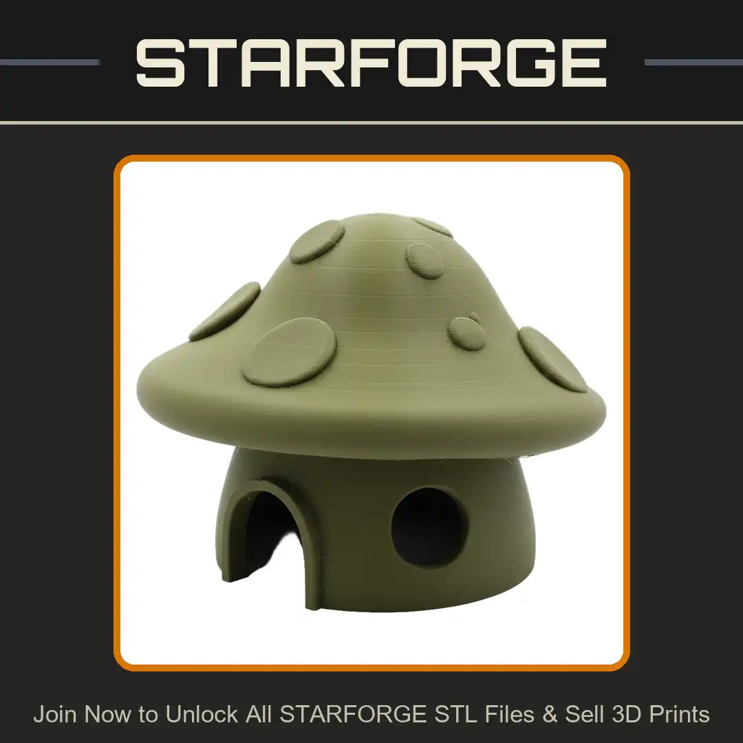 Spotted Mushroom House Fairy Toadstool Hut Gnome Cottage Arched Door Round Window - View 1 of 2