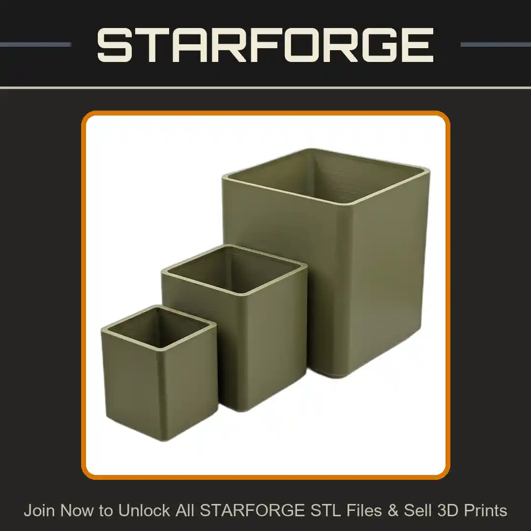 Square Pots Set Designed to Fit Perfectly in 1020 Plant Nursery Tray - 3D Printable STL File