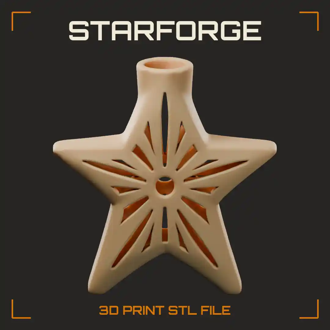 Star Candle Holder with Pierced Rays Five Points and Tealight Well