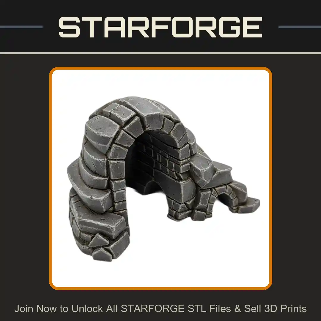 Stone Archway Cave Entrance Textured Rocks Shelter Structure Reptile Fish Tank - 3D Printable STL File