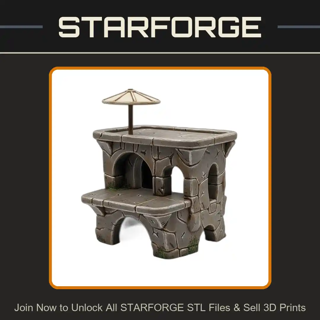 Stone Archway Shelter Platform Steps Umbrella Top Reptile Fish Tank - 3D Printable STL File