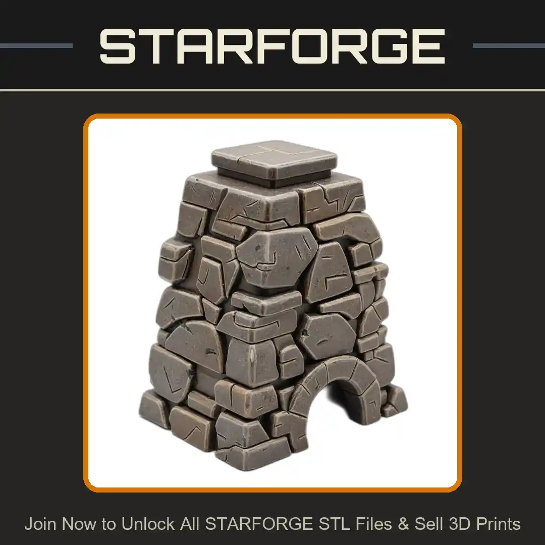 Stone Brick Archway Blocky Structure Hideaway Reptile Fish Tank - 3D Printable STL File