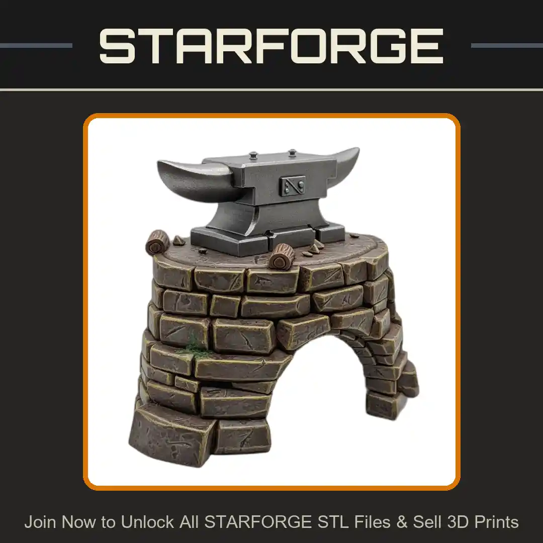 Stone Fortress Archway Anvil Top Horns Brick Texture Reptile Fish Tank - 3D Printable STL File
