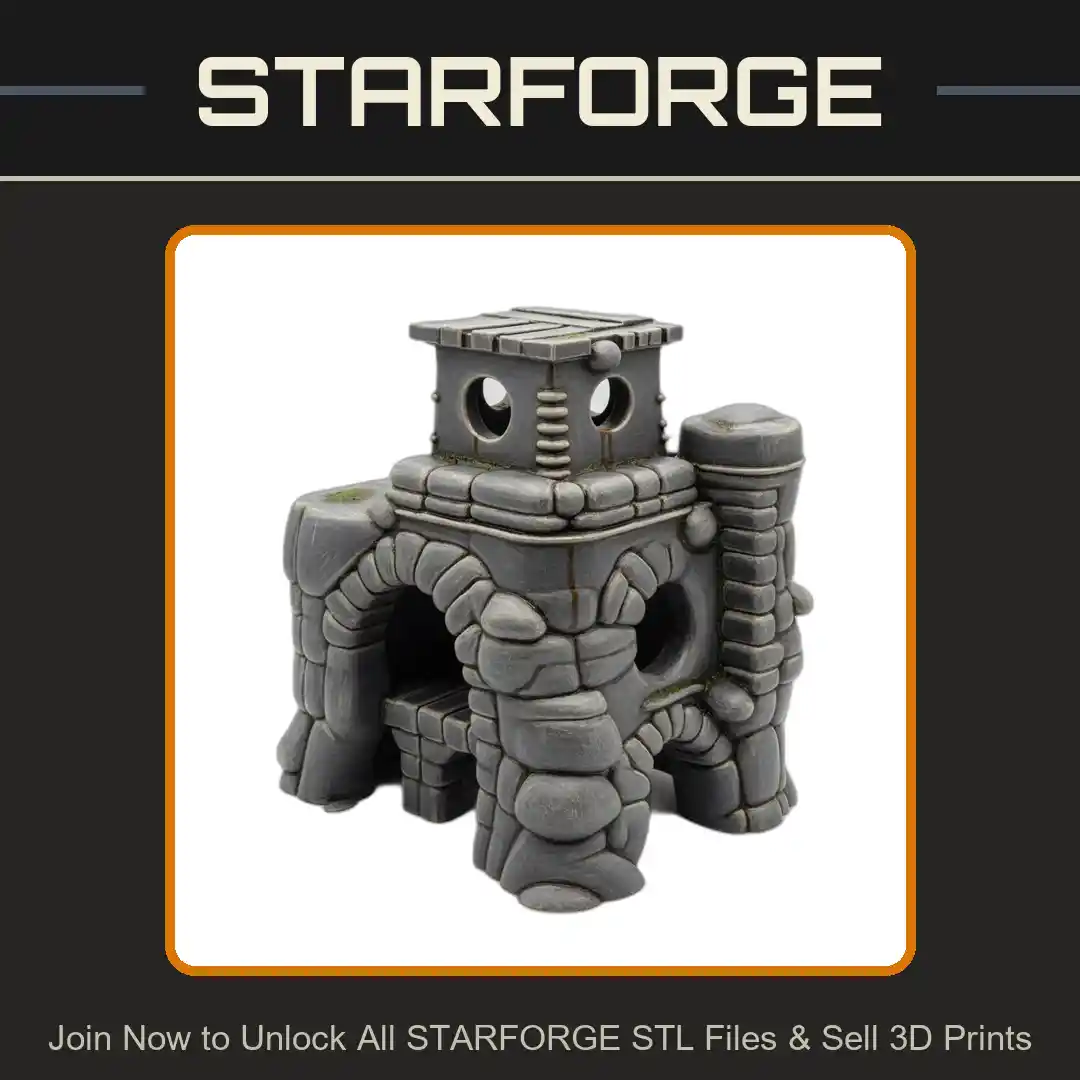 Stone Fortress Hideaway Arched Entrance Pillar Tower Structure Reptile Fish Tank - 3D Printable STL File