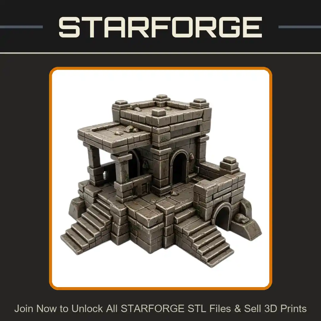 Stone Fortress Structure Multi-Level Stairs Arched Doorways Brick Texture Reptile Fish Tank - 3D Printable STL File