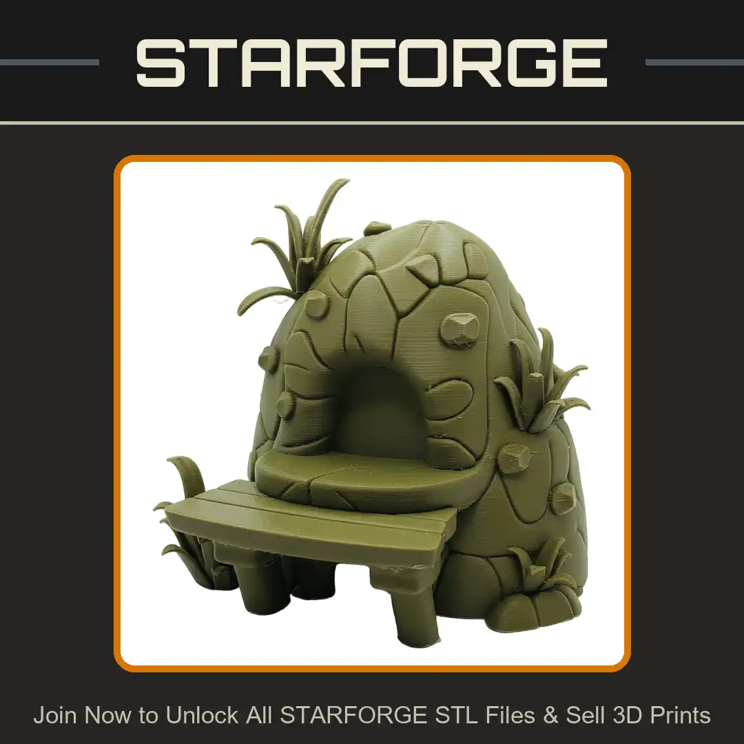 Stone Oven Kiln Forge Primitive Rock Hut Dwelling Arched Entrance Bench Table Grass - View 1 of 2