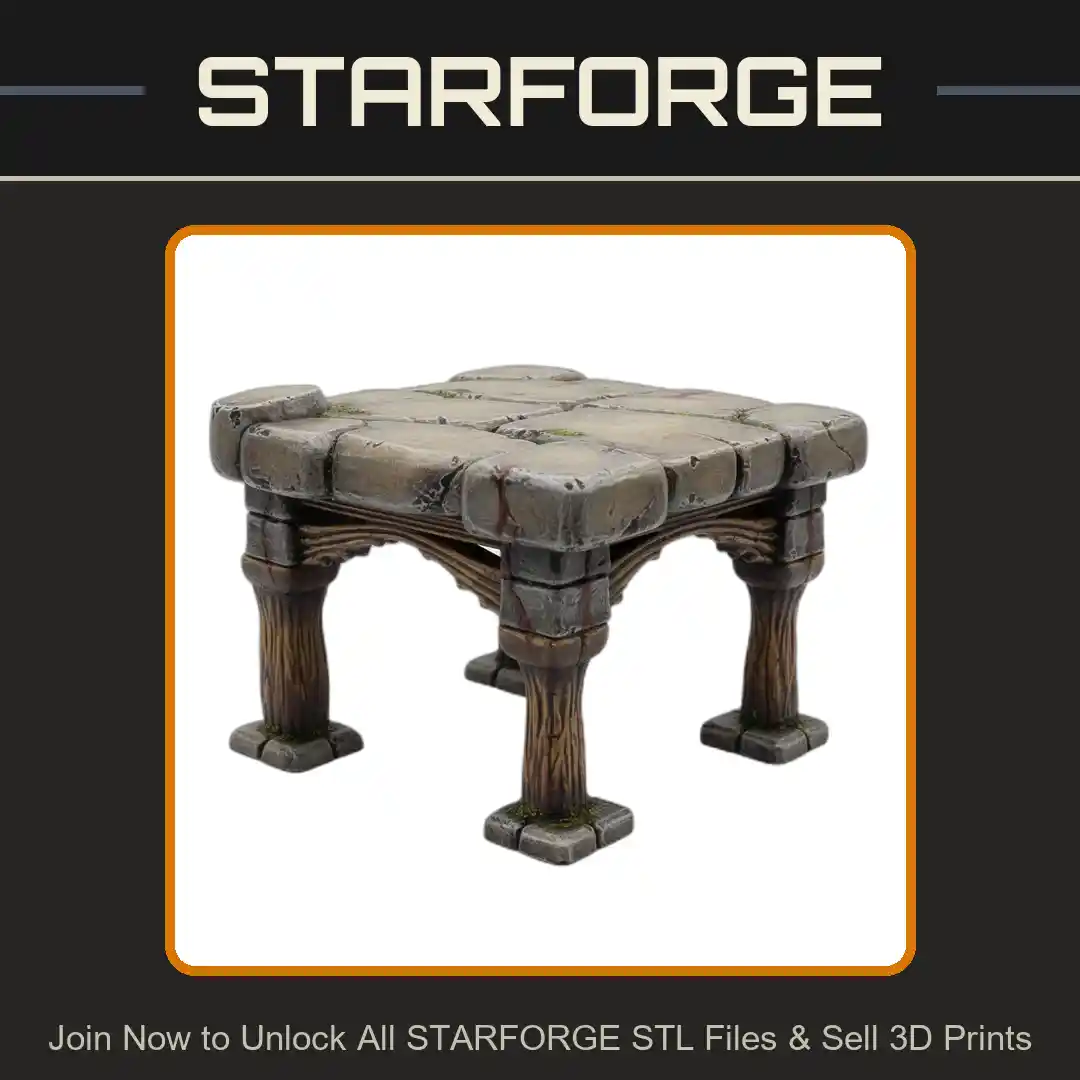 Stone Platform Wooden Legs Rustic Design Elevated Structure Reptile Fish Tank - 3D Printable STL File