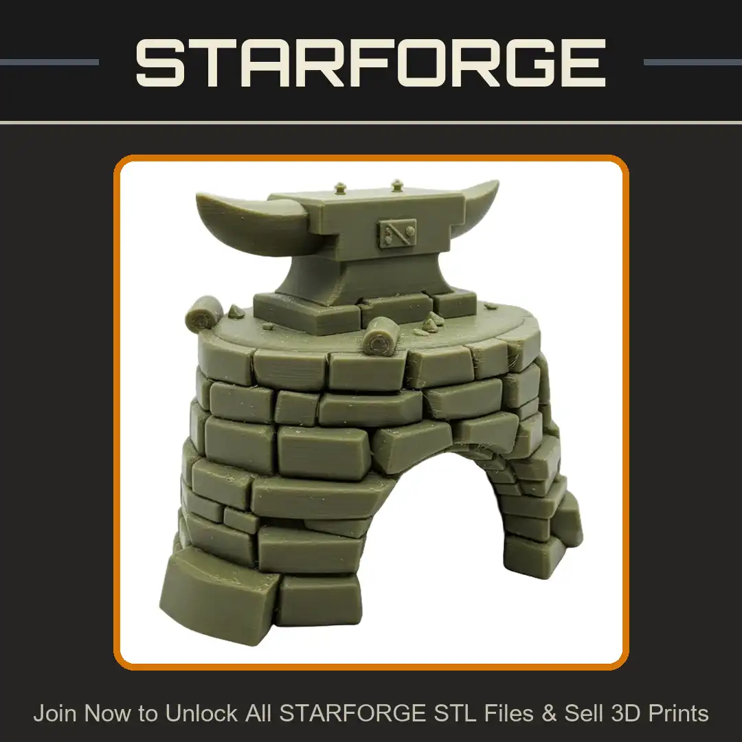 Stylized Blacksmith Anvil Double Horned Stone Masonry Base Arched Forge Hearth Logs - View 1 of 2