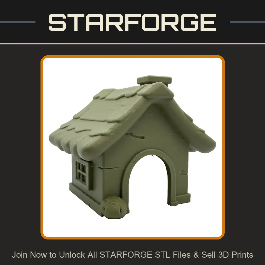 Stylized Cartoon Cottage House Arched Entrance Shingle Roof Chimney Window Cracked Stone - View 1 of 2