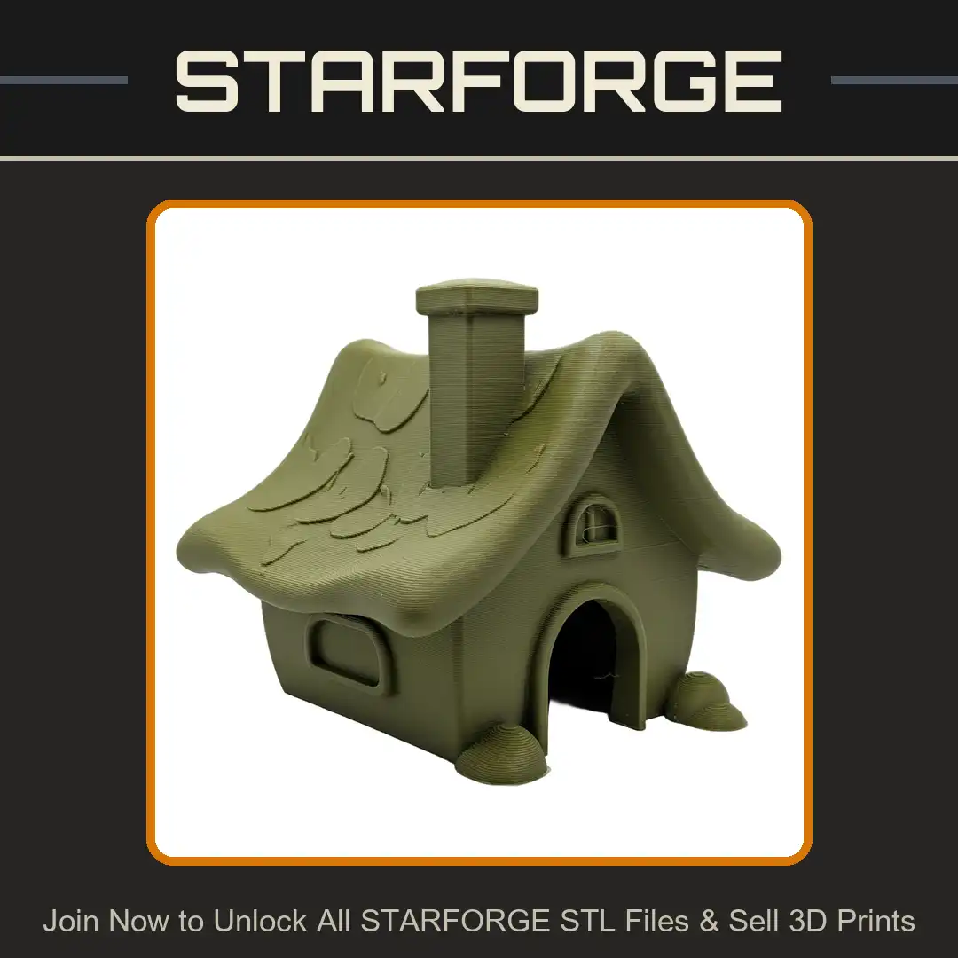 Stylized Fairytale Cottage House Snowy Flared Roof Chimney Arched Doorway Gingerbread - View 1 of 2