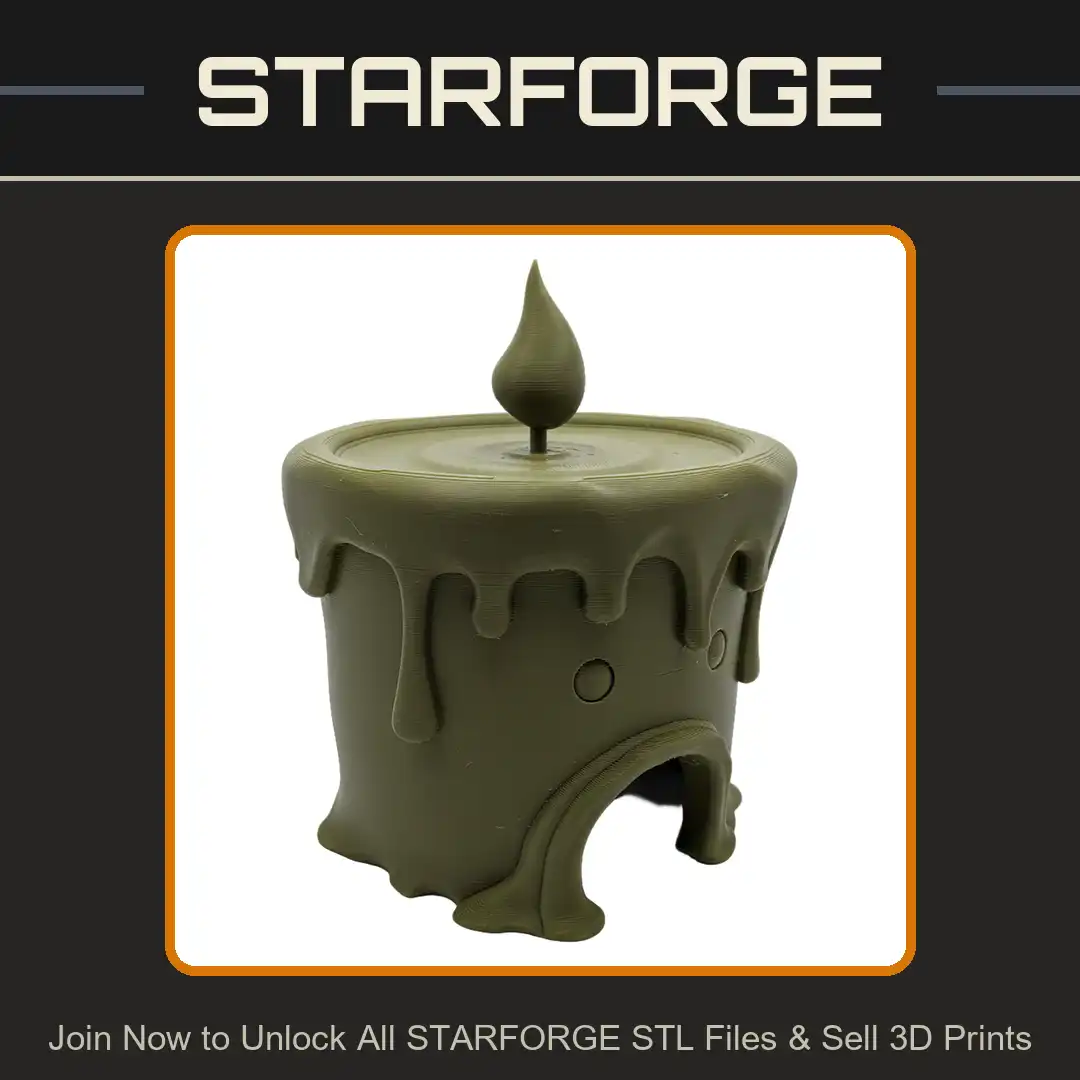 Stylized Melted Wax Candle House Flame Wick Drip Archway Porthole Window Dwelling - View 1 of 2