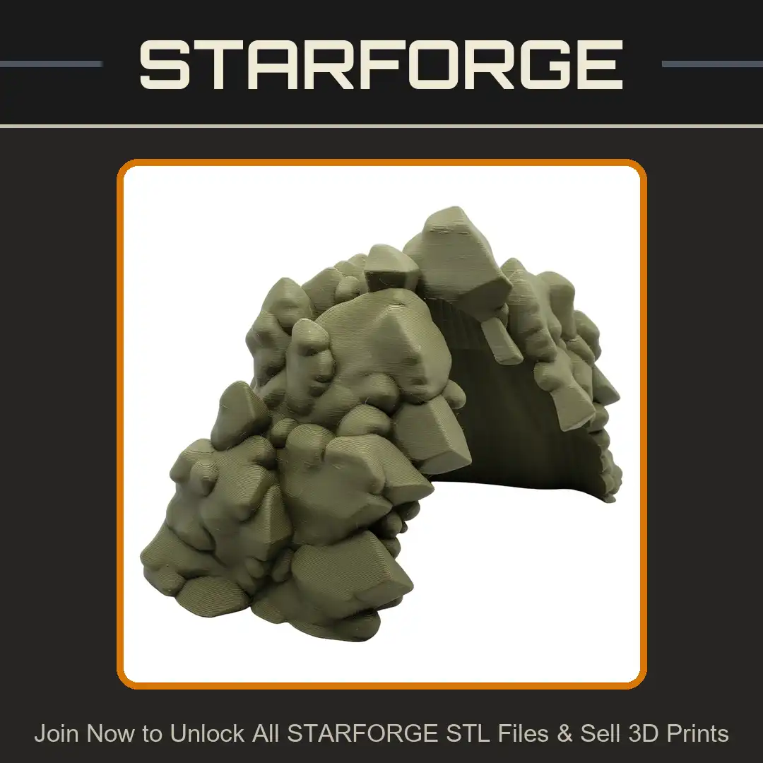 Stylized Rock Archway Cave Entrance Chunky Stone Boulder Grotto Cavern Tunnel Formation - View 1 of 2