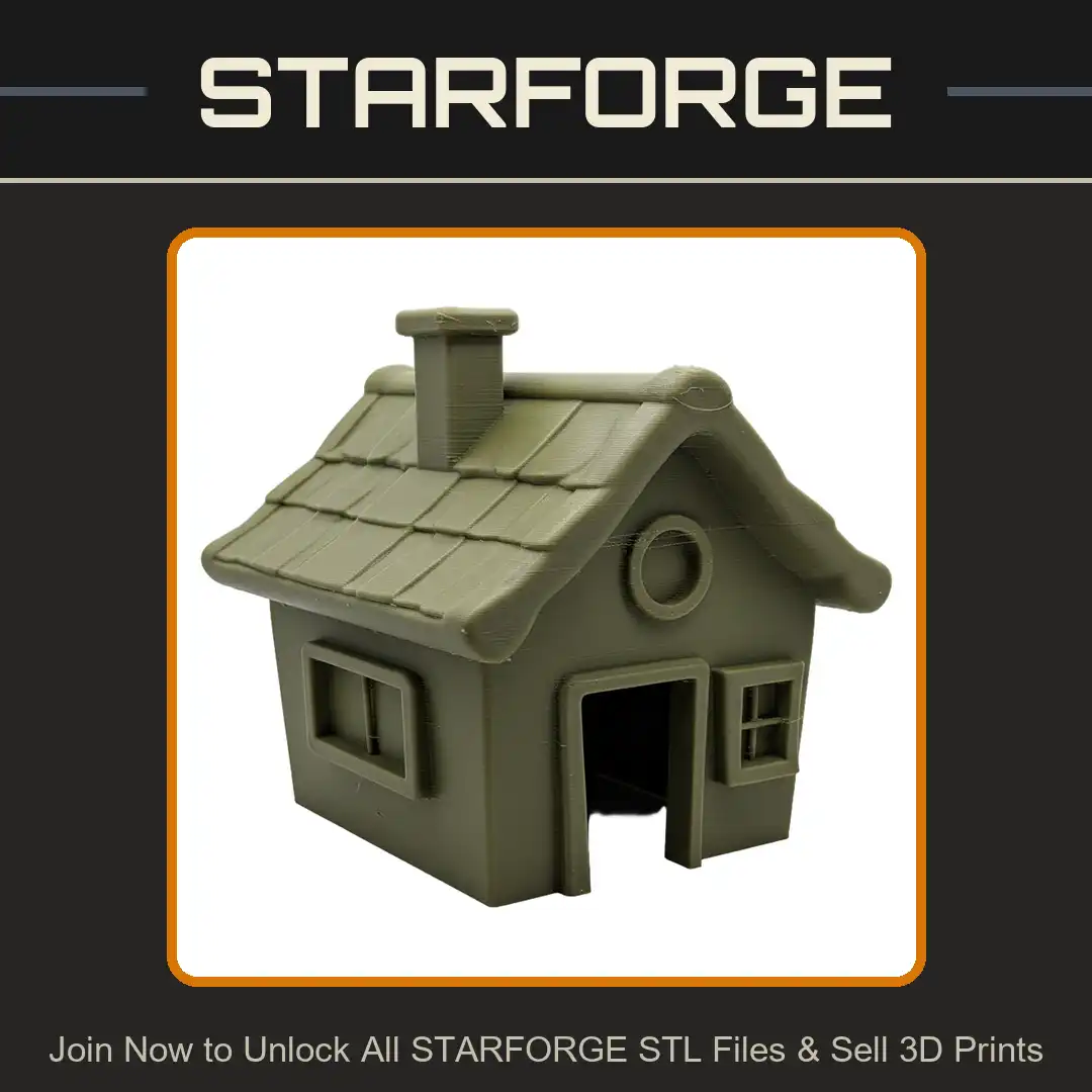 Stylized Shingle Roof House Chimney Gabled Cottage Village Building Farmhouse Window - View 1 of 2