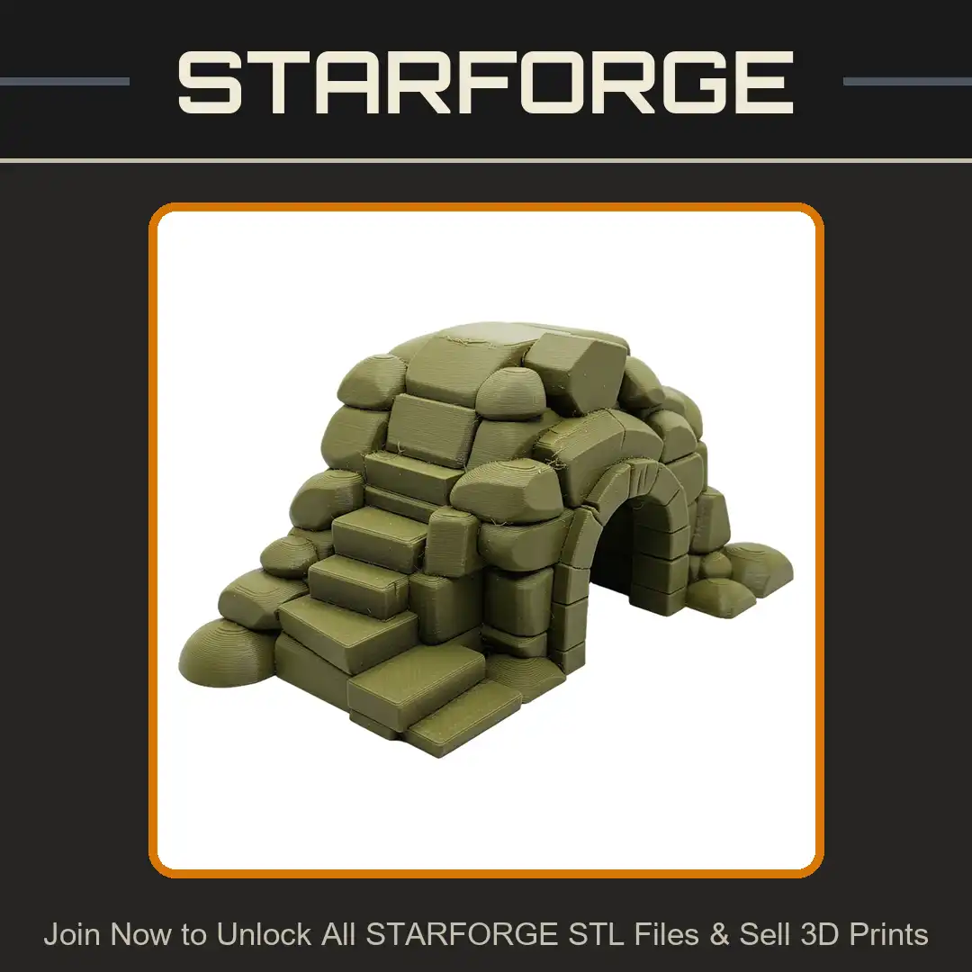 Stylized Stone Bridge Staircase Arch Archway Boulder Steps Landing Tunnel Walkway - View 1 of 2