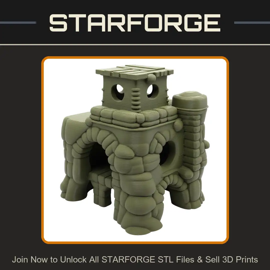 Stylized Stone Guard Post Watchtower Archway Wood Plank Roof Porthole Fortified Bunker Outpost - View 1 of 2