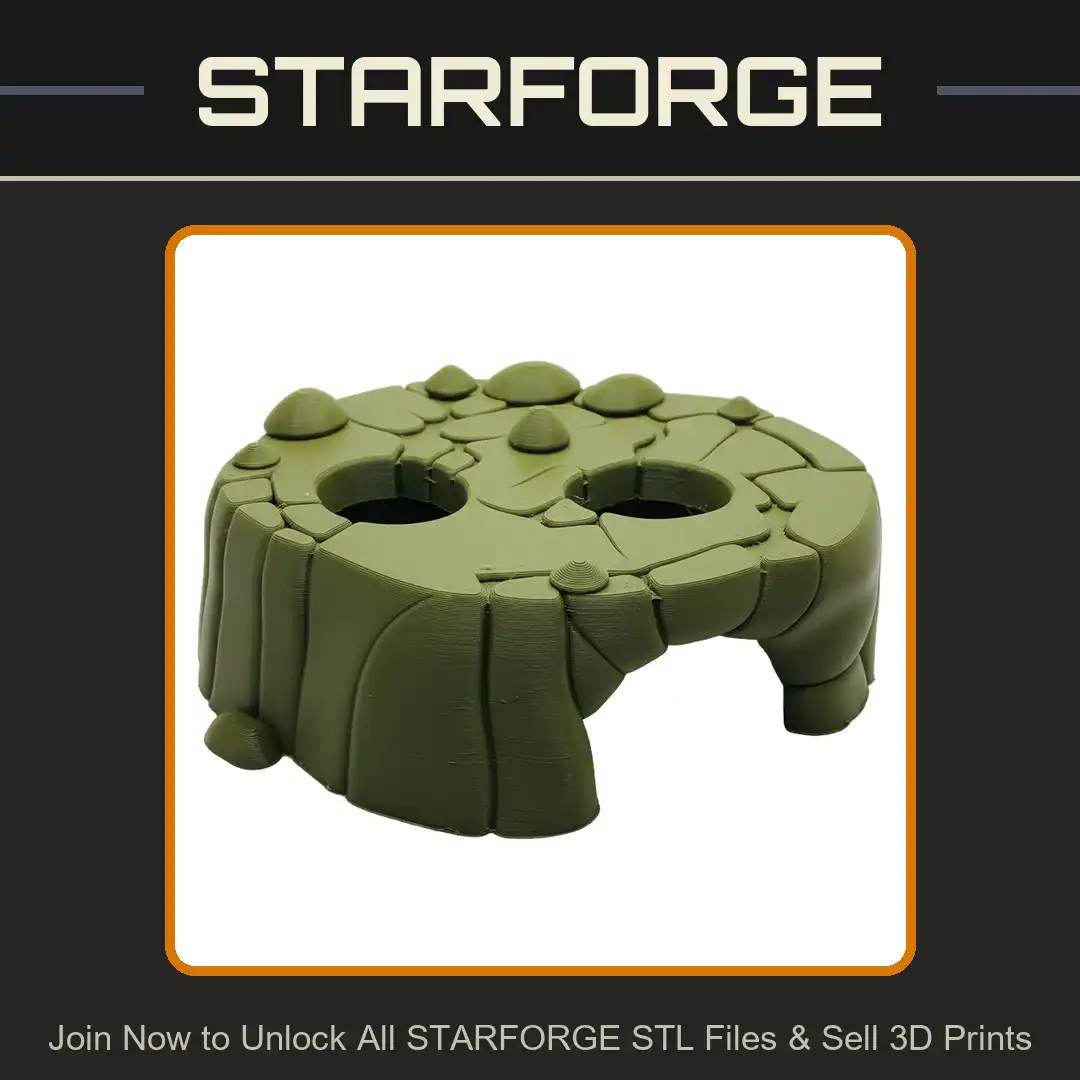 Stylized Stone Skull Face Plateau Cave Arch Rock Formation Craters Pits Spikes - View 1 of 2