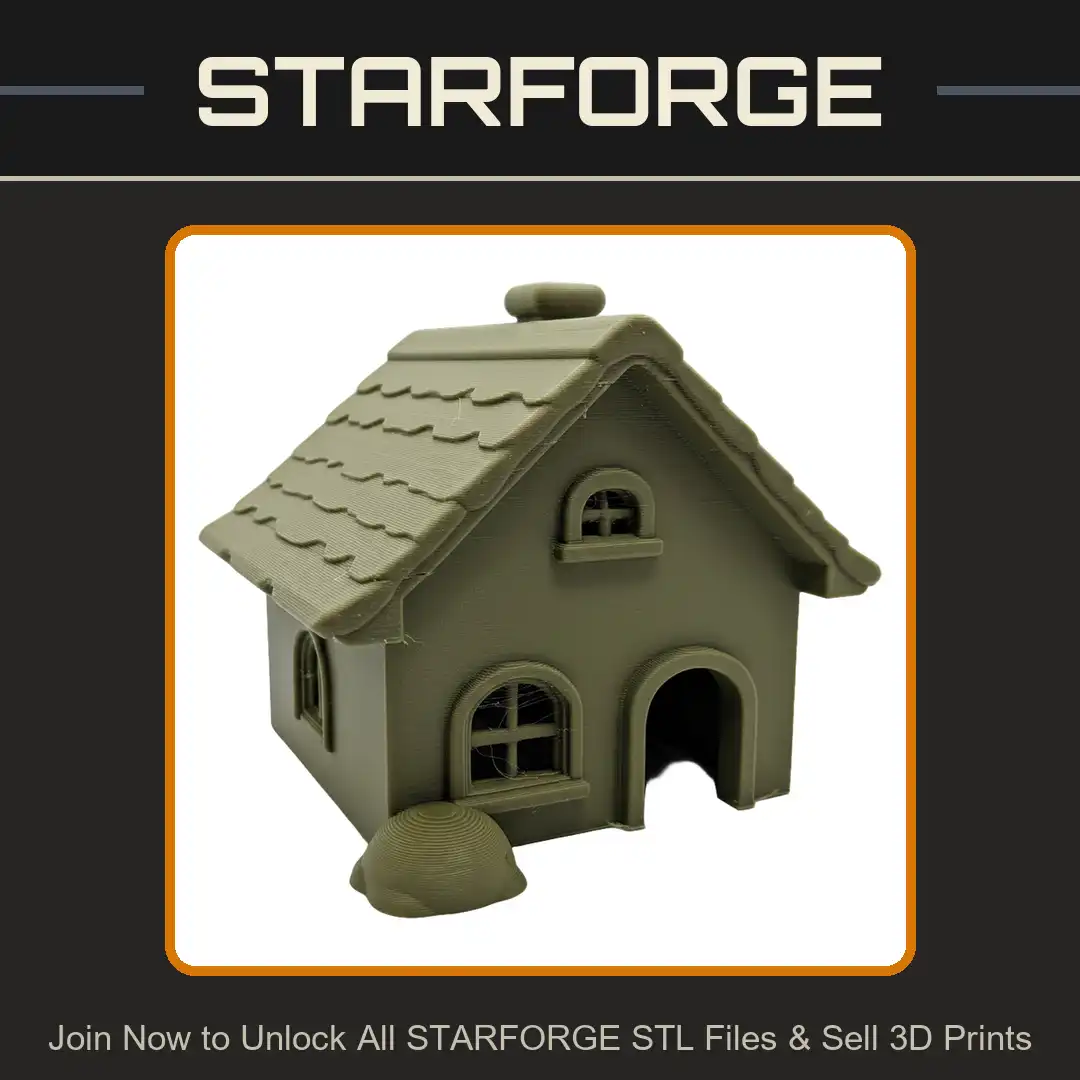 Stylized Storybook Cottage Gabled Scalloped Roof Chimney Arched Windows Stucco Walls - View 1 of 2