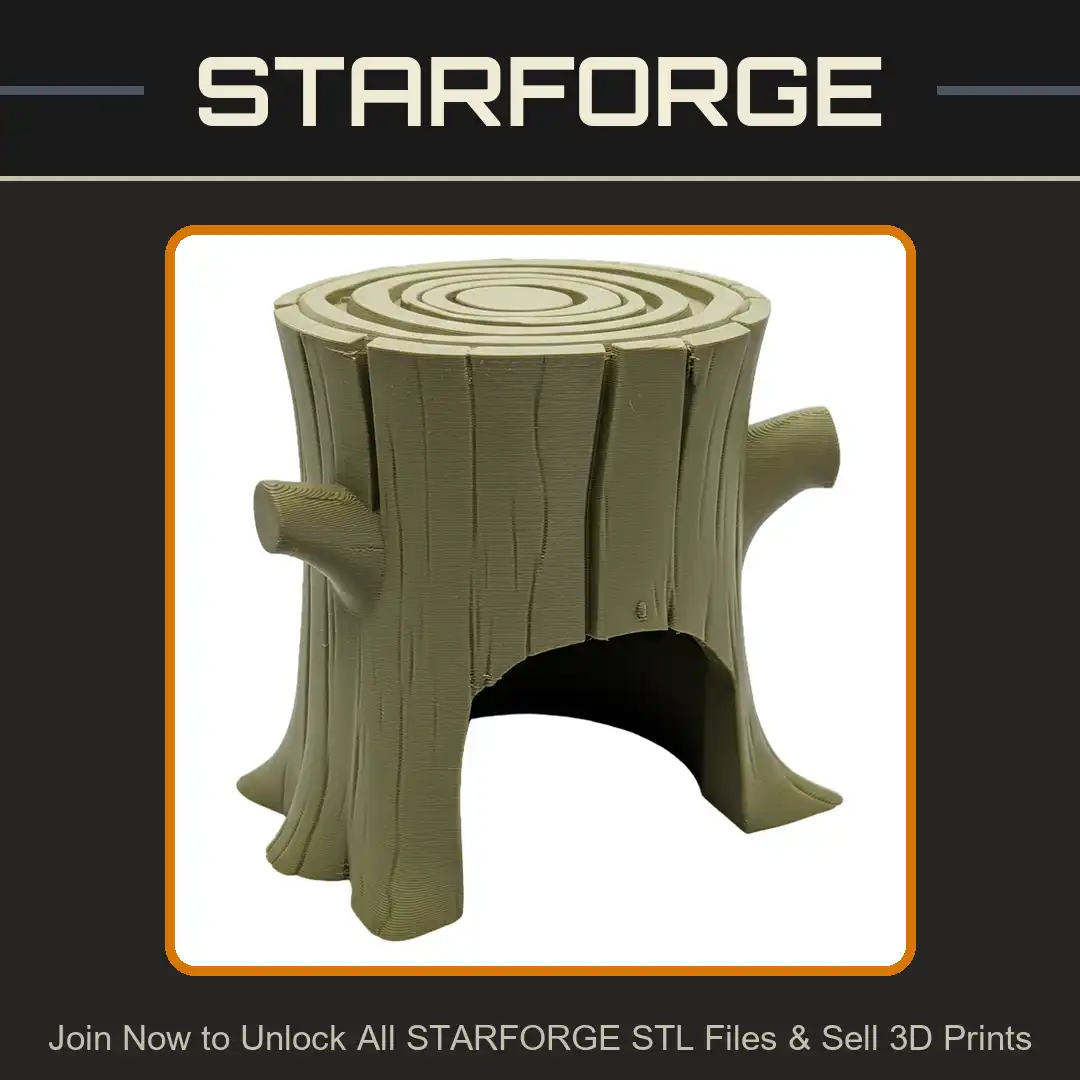 Stylized Tree Stump Hollow Log Wood Bark Growth Rings Arch Opening Branch Stubs - View 1 of 2