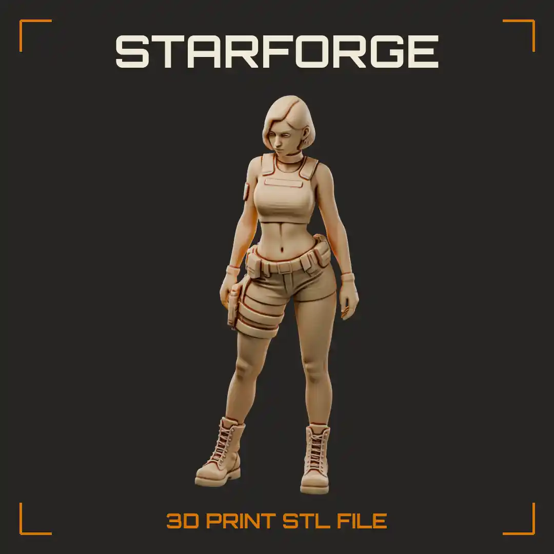 Tank Commander Woman with Bob Haircut Crop Vest Thigh Holster and Combat Boots