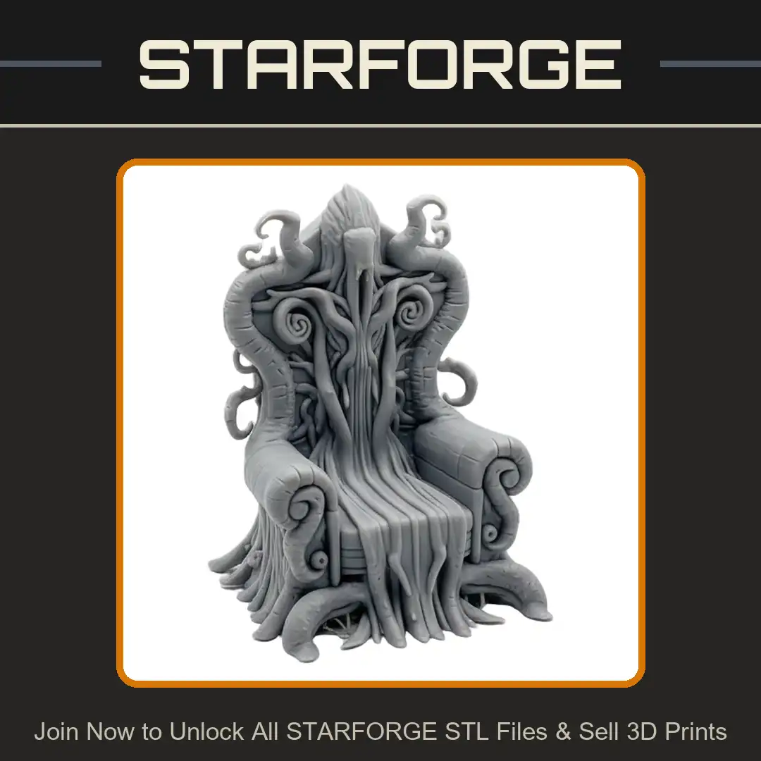 Tentacle Throne Eldritch Organic Fleshy Lovecraftian Abyssal Veined Root Ribbed Spiral Seat - 3D Printable STL File