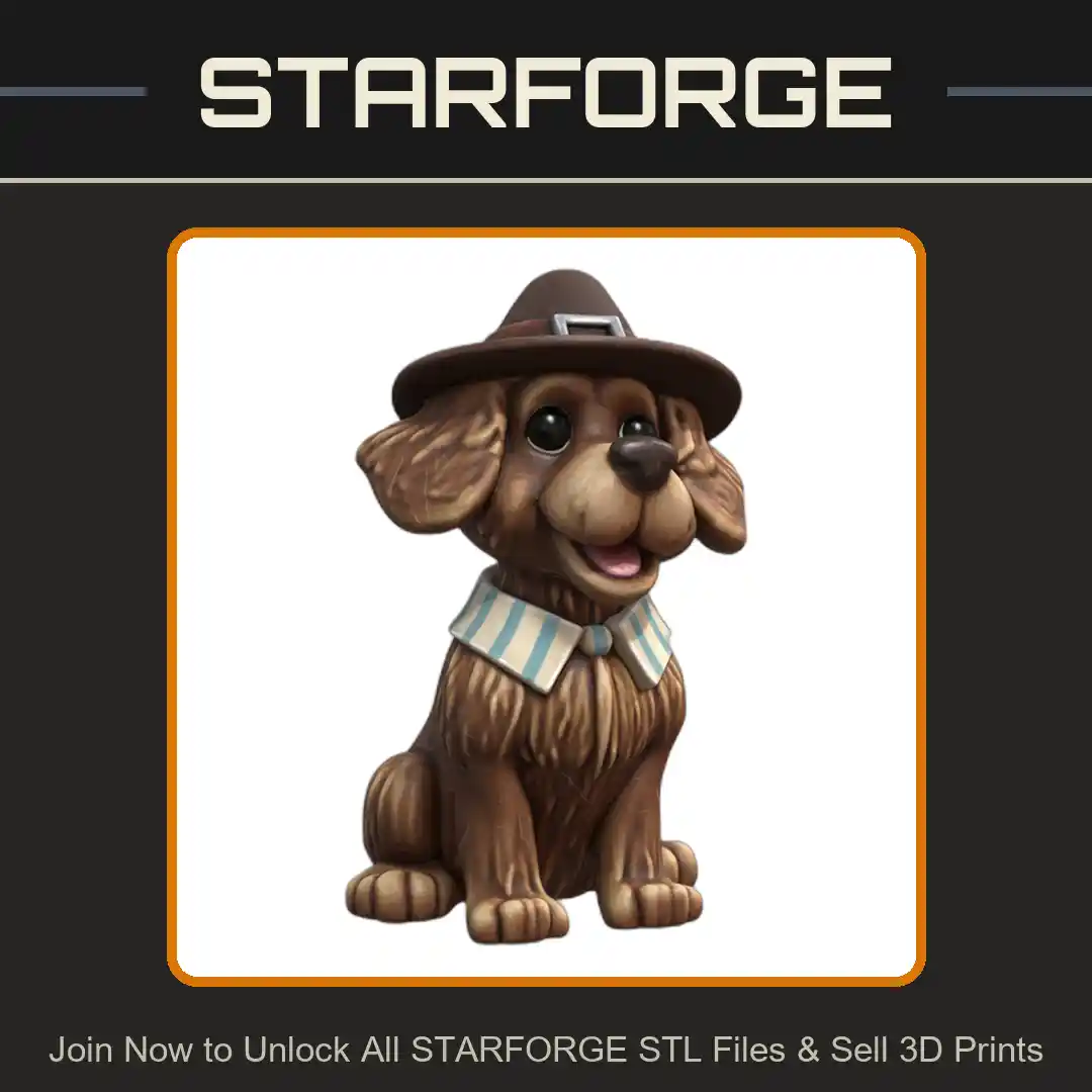 Thanksgiving Decor Cute Pilgrim Puppy for Holiday Scene - 3D Printable STL File